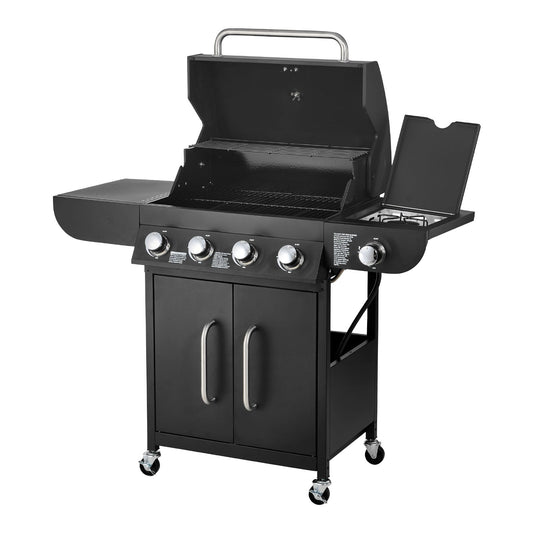 Gas Grill, 4 Burner Propane Gas Grill with Side Burner