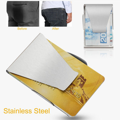 Slim Clip Double Sided Money Clip Credit Card Holder Wallet Stainless Steel