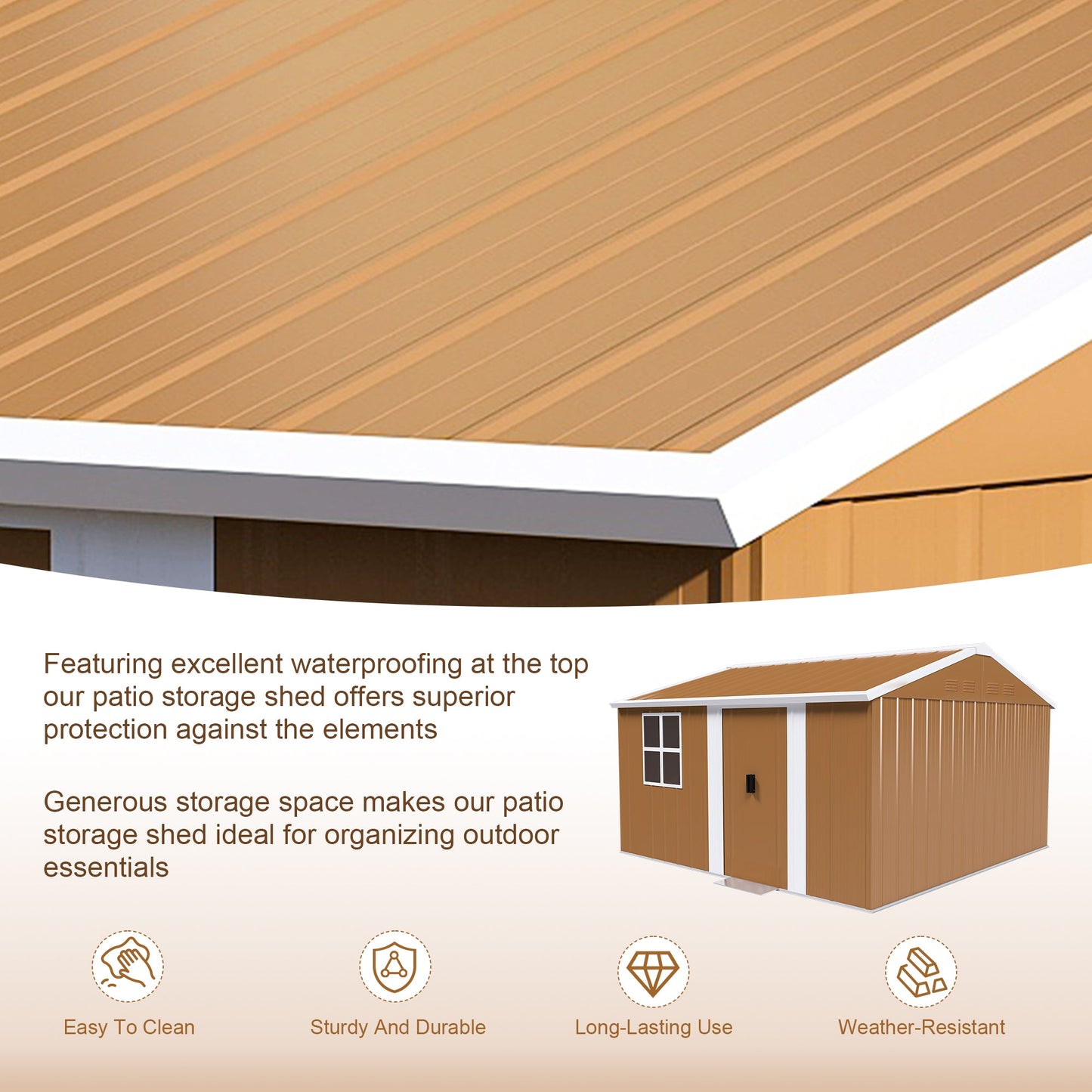 12x10 FT Heavy-Duty Metal Storage Shed with Lockable Door & Ventilation