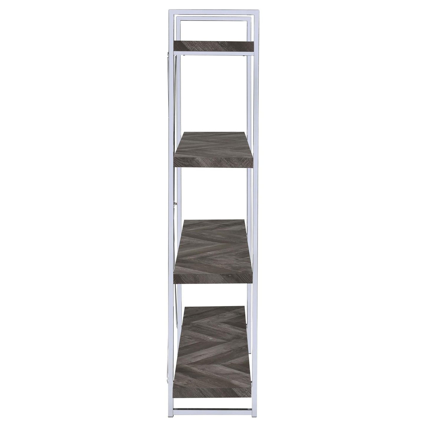 Herringbone - Bookcase With Full Length Shelf - Gray