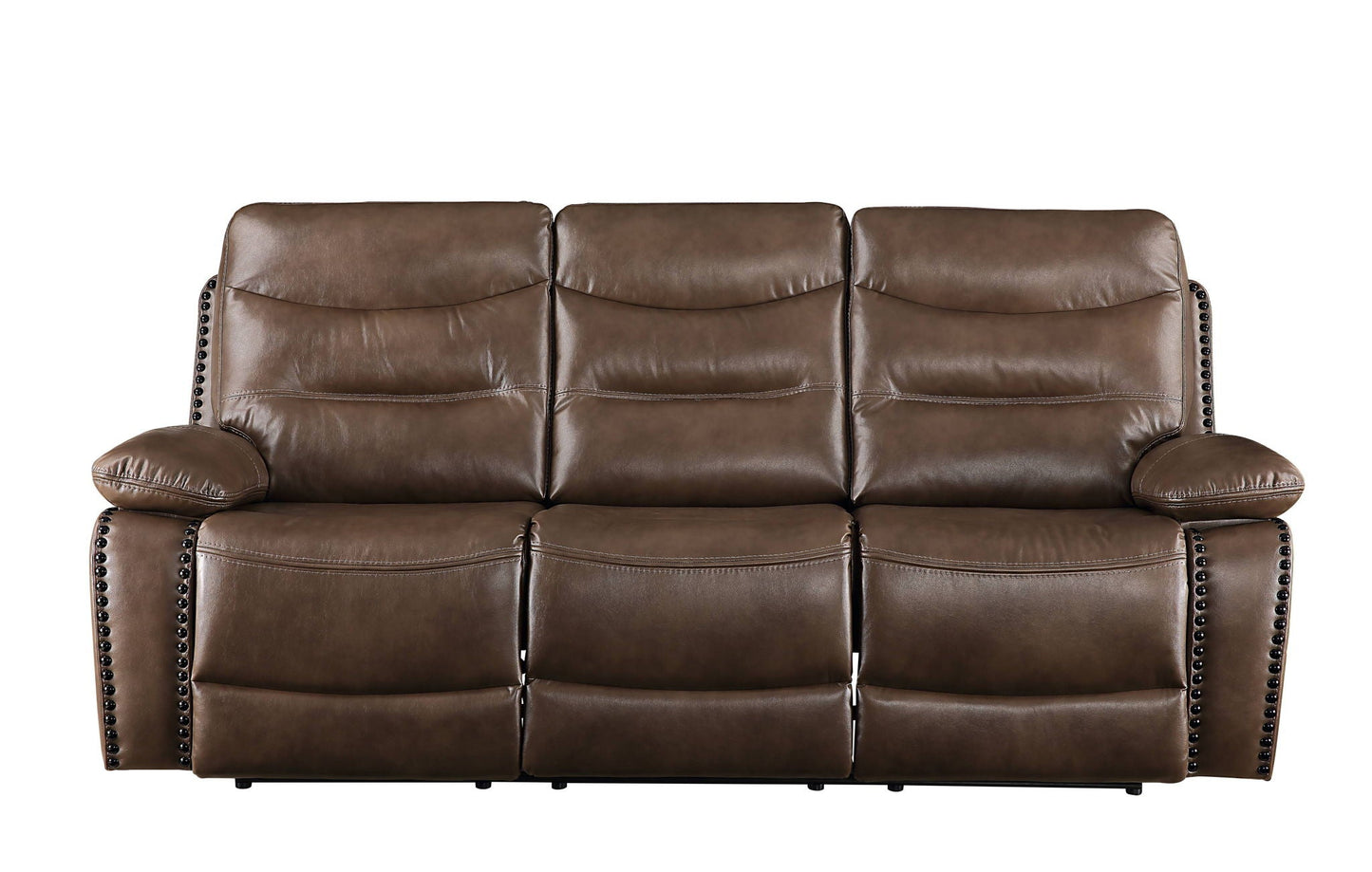 Aashi Leather Gel Match 3 Piece Recliner Living Room Set - Brown
