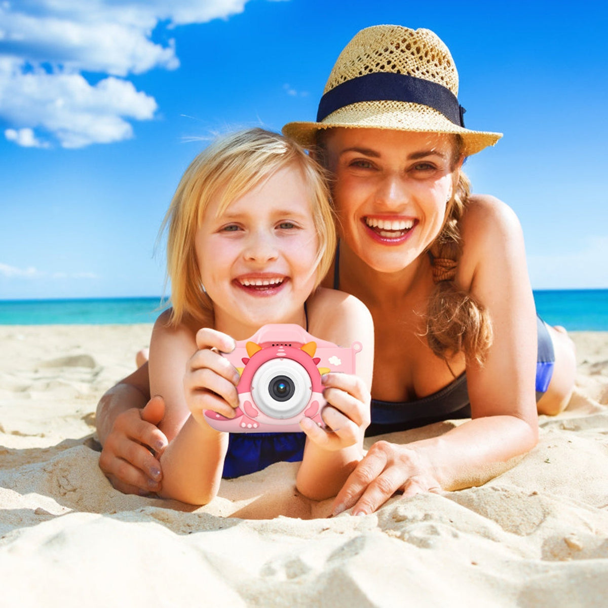Dinosaur Kids Selfie Camera Cartoon Camera 48MP 1080P HD Digital Camera with Cartoon Case Card Reader 32G MMC Card for Boys Girls Aged 6+ Years Old