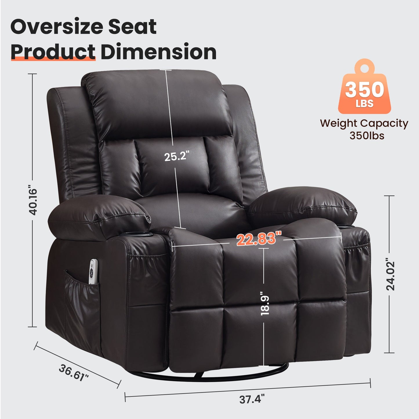 360° Swivel Rocker Recliner for Adults