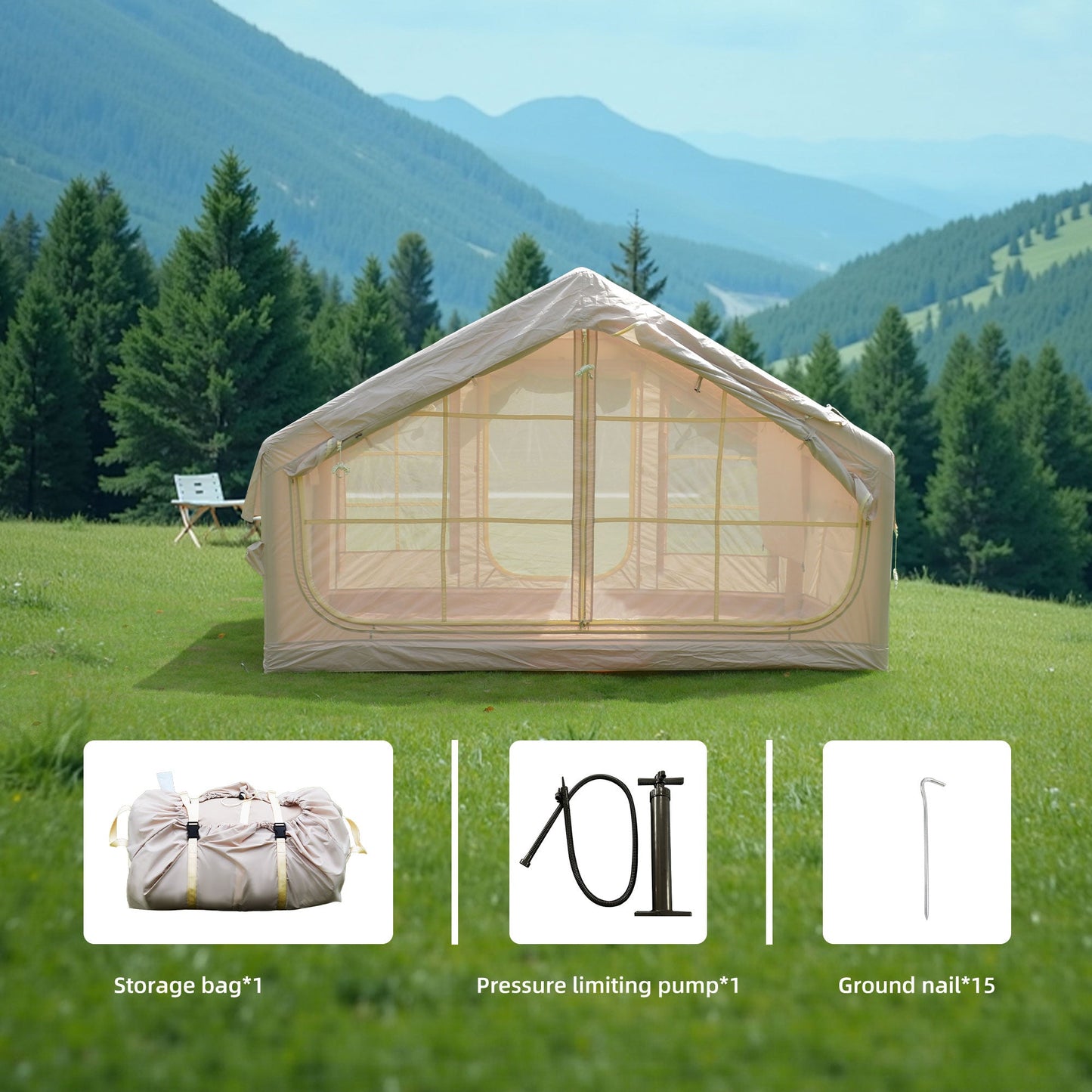 6.3m² Inflatable Camping Tent
