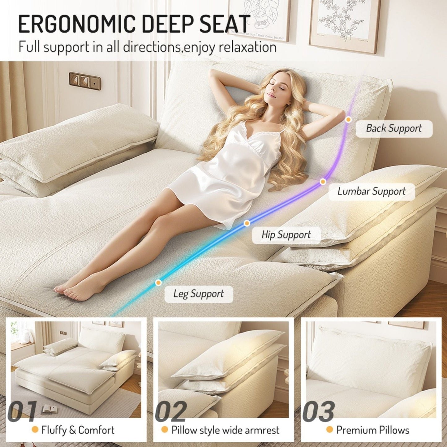 Modern Oversized Double Chaise Lounge Chair