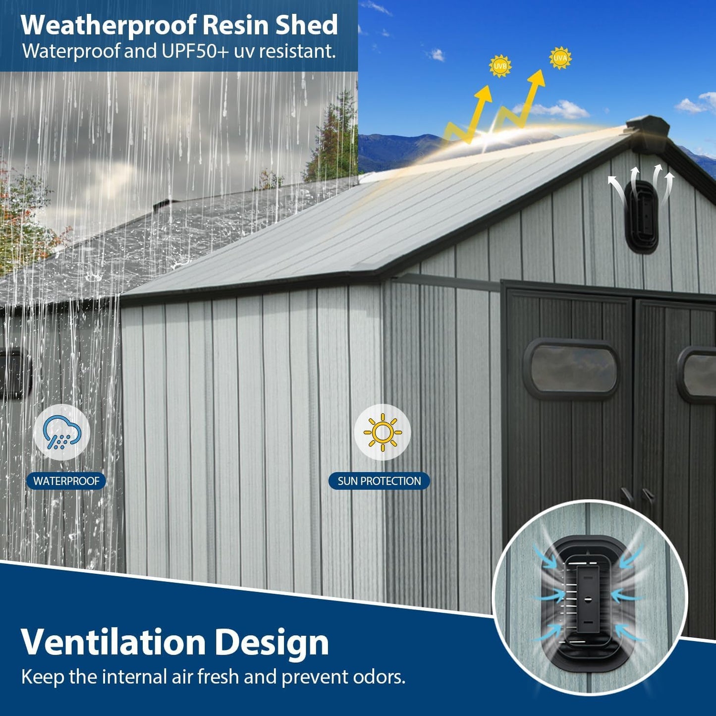 8x14Ft Resin Outdoor Storage Shed with Carpet