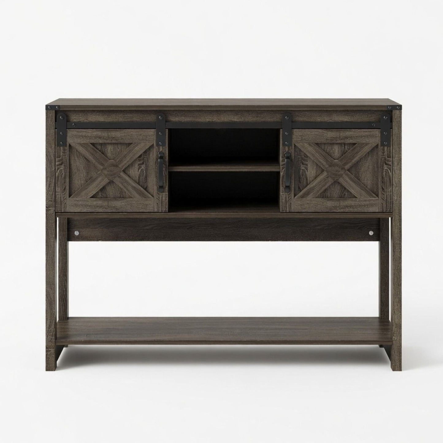 Farmhouse Entryway Table With Sliding Barn Door