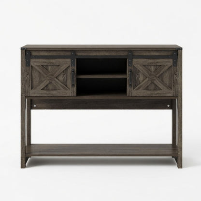 Farmhouse Entryway Table With Sliding Barn Door