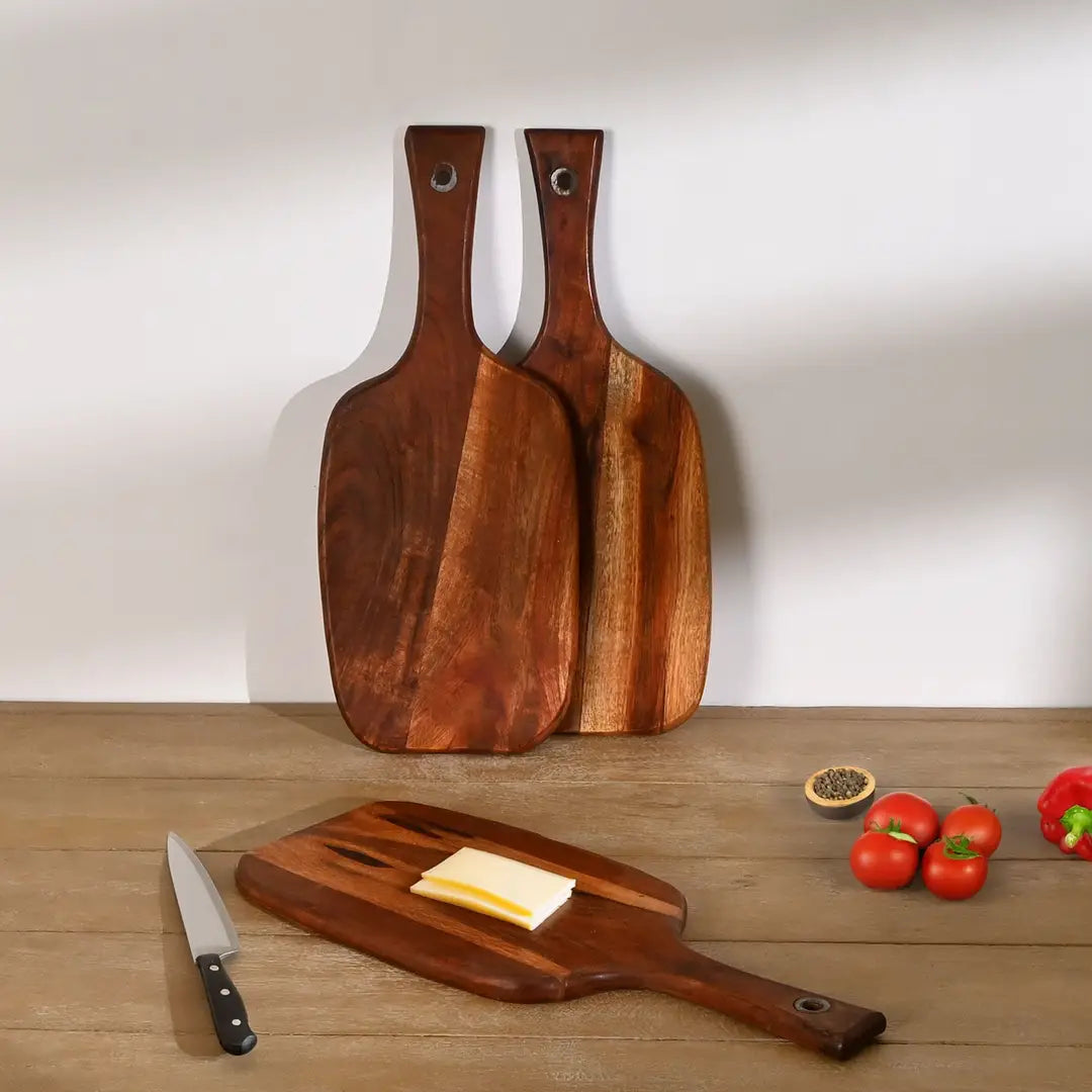 Paddle Cutting Board Chopping Board Mango Wood, Set of 3