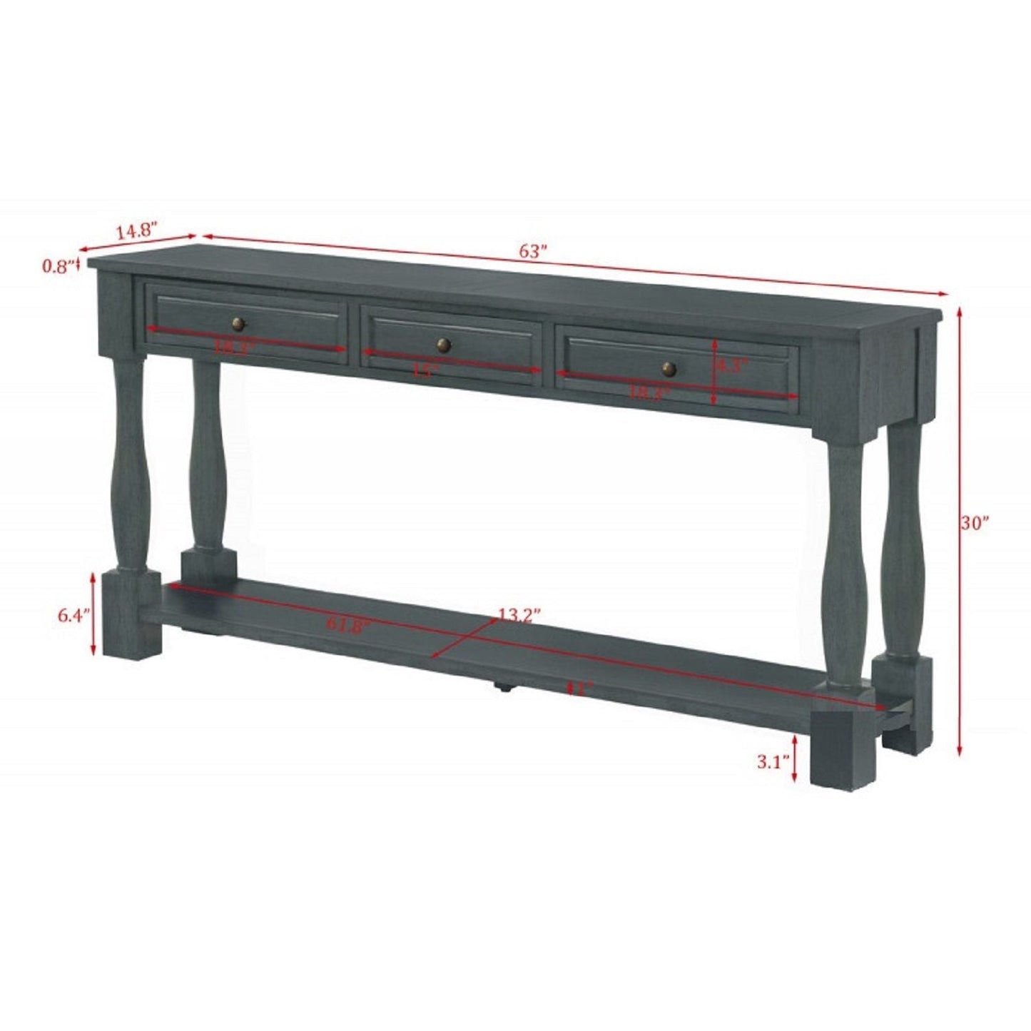 Long Console Table With Drawers And Shelf