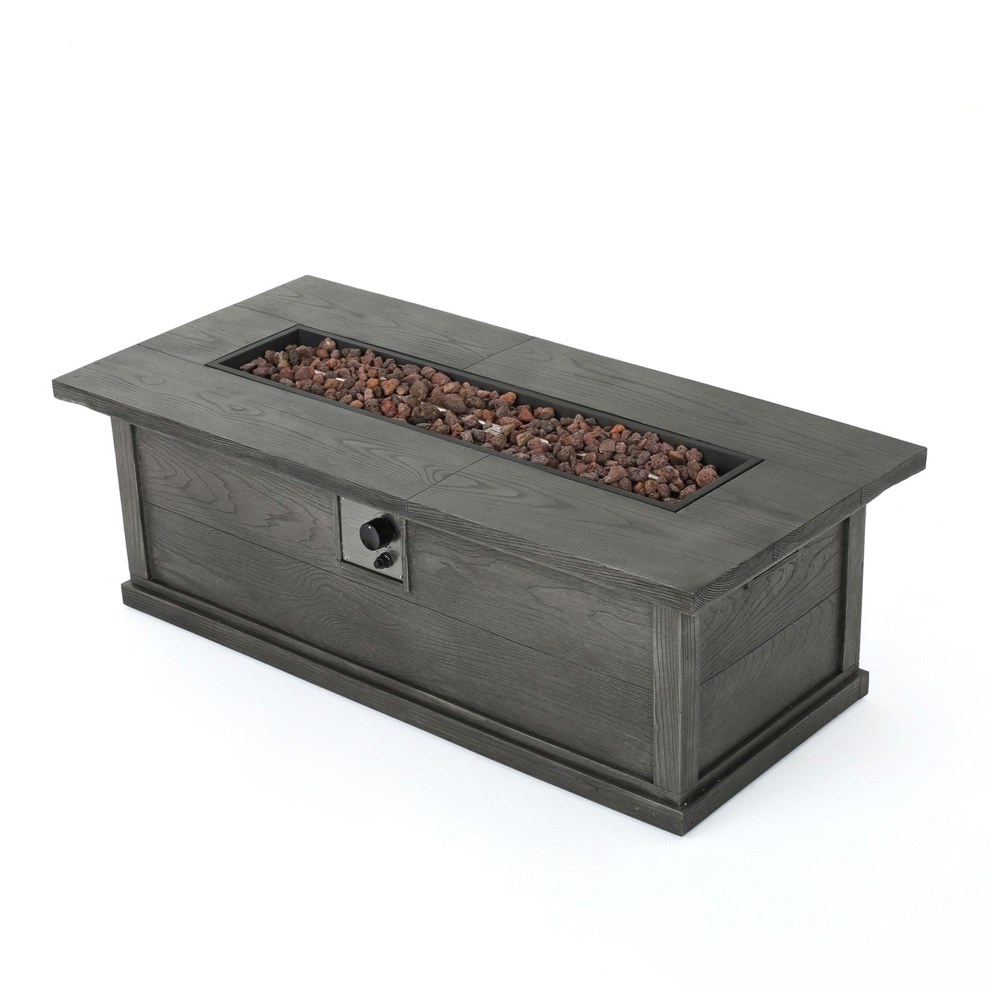 Transitional Rectangular Outdoor Propane Fire Pit With 50,000 BTU