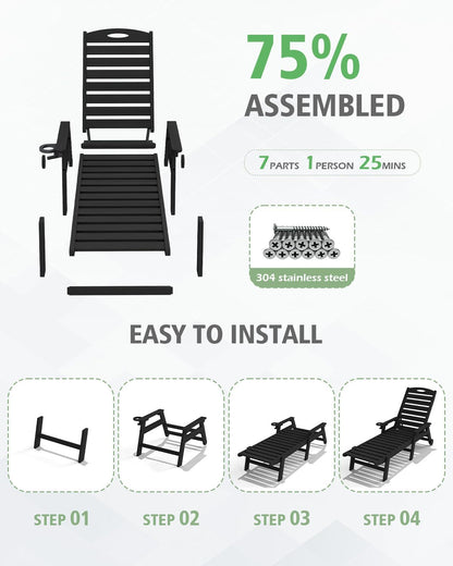 Patio Lounge Chair Outdoor with Reclining Backrest