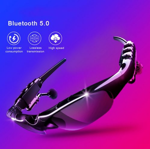 Midnight Black Titan Audio Specs | IPX4 Waterproof Smart Bluetooth 5.0 Sports Sunglasses with Wireless Mic & Open-Ear Audio
