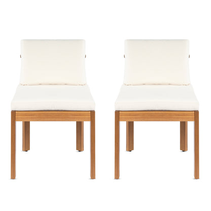 Acacia Wood Outdoor Dining Chair (Set of 2), Teak Finish Wood +