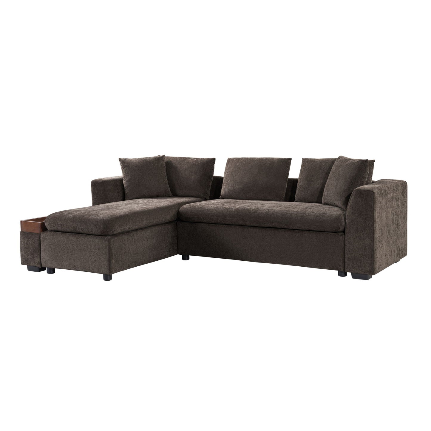 Modern L Shaped Sectional Sofa With Upholstery And Wooden Storage