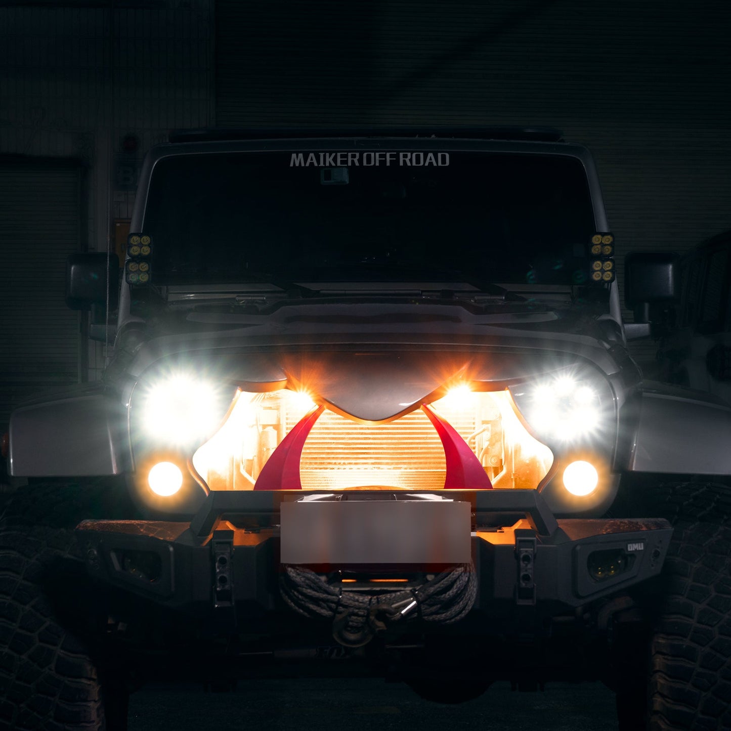 Halloween Front Grille Grid Grill for 2007-2017 Jeep Wrangler Rubicon Sahara Sport JK/JKU, Matte