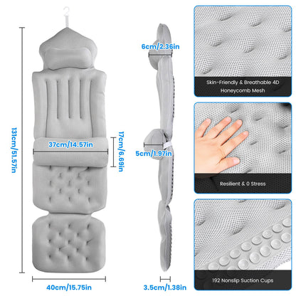 Full Body Bath Pillow with Lumbar Support & Suction Cups