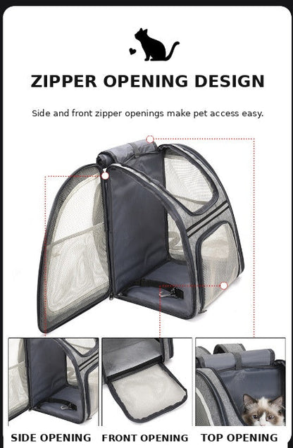Cat Backpack Carrier Large Pet Backpack For Small Dog Medium Cat Puppy Kitten Bunny Up To 13lbs, Ventilated Mesh Dog Collapsible Travel Backpack For Hiking Walking Outdoor