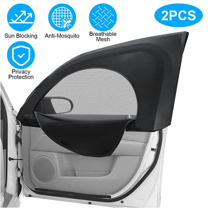 2Pcs Car Front Window Shades Stretchy Car Side Window ScreenÊMesh Window CoverÊfor Car Heat Shading UV Privacy Protection