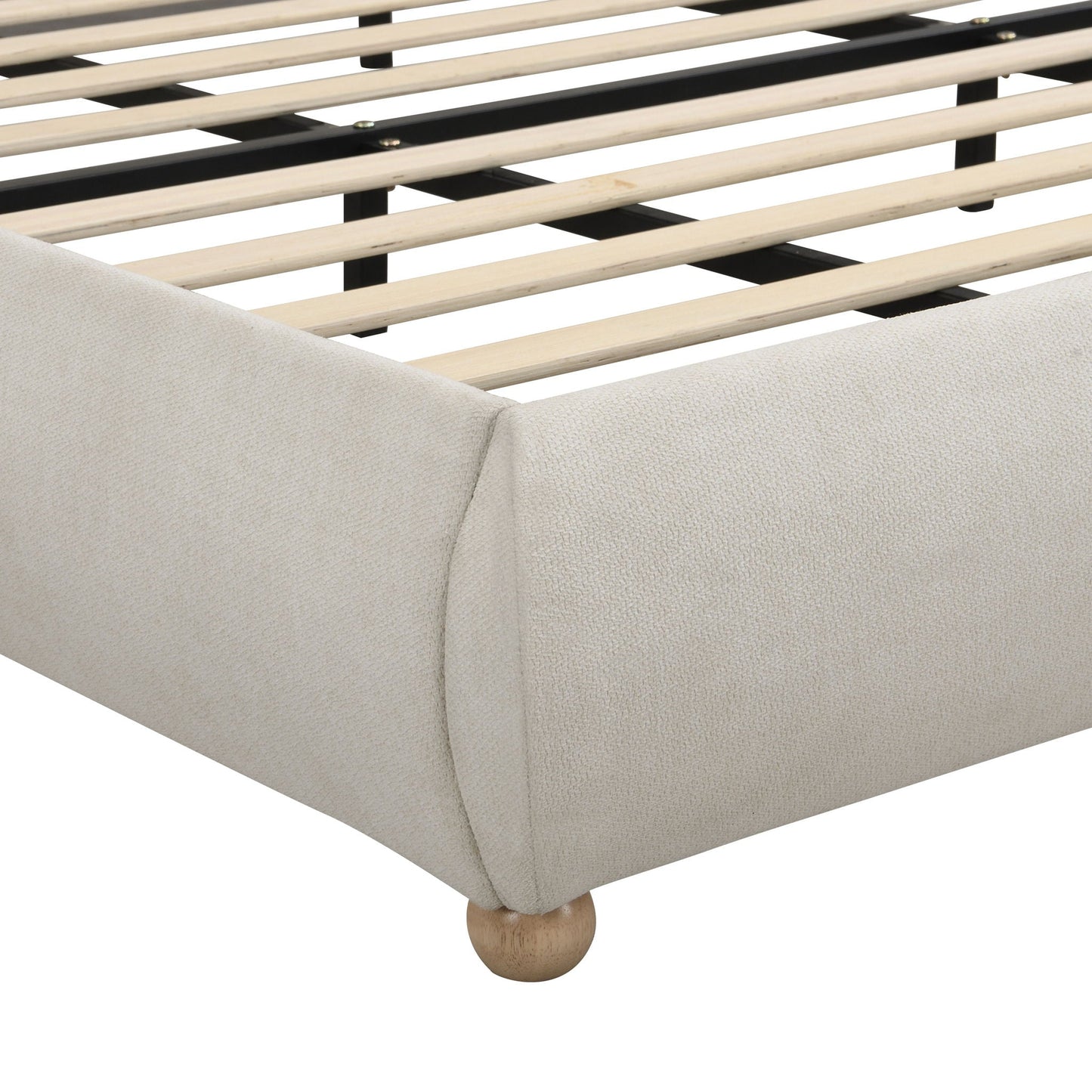 Upholstered Platform Bed Frame With Curved Headboard