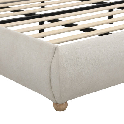 Upholstered Platform Bed Frame With Curved Headboard
