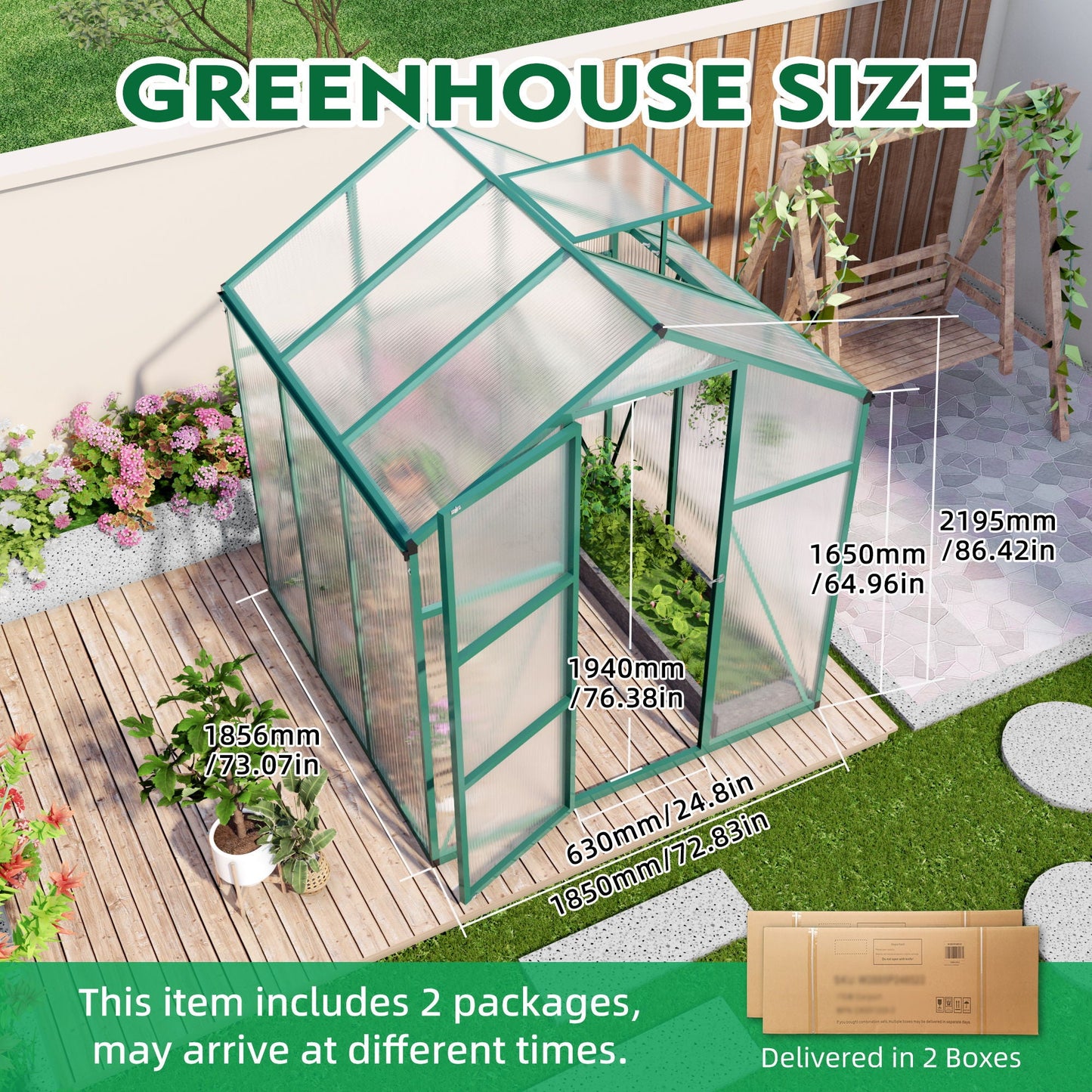 Polycarbonate Walk-In house, Raised Base For Outdoor In All Season