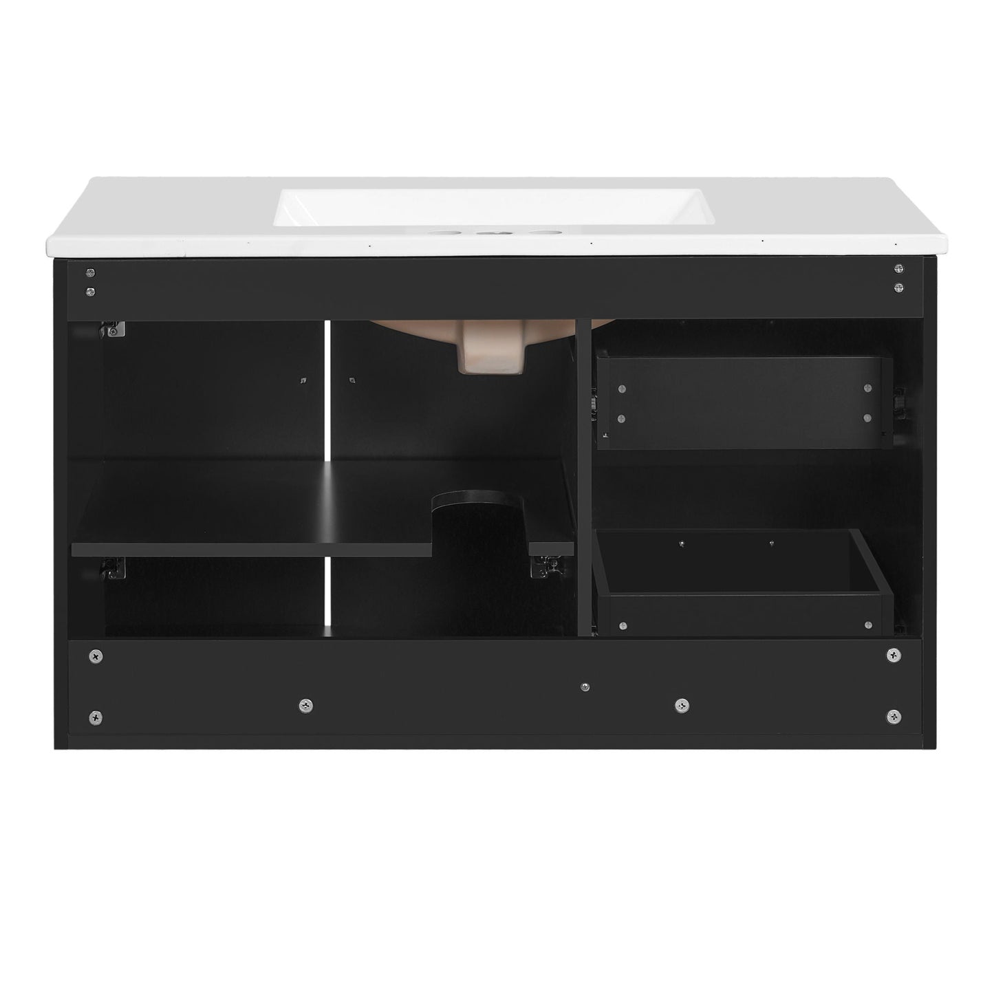 Wall Mounted Bathroom Vanity & Sink, 2 Drawers
