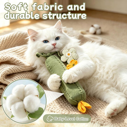 3PCS Cucumber Catnip Toy Cat Kicker Toys For Indoor Cats Kitten Cucumber Plush Toy With Catnip And Funny Sound, Designed For Kicking, Chewing And Interactive Play To Keep Indoor Cats Active