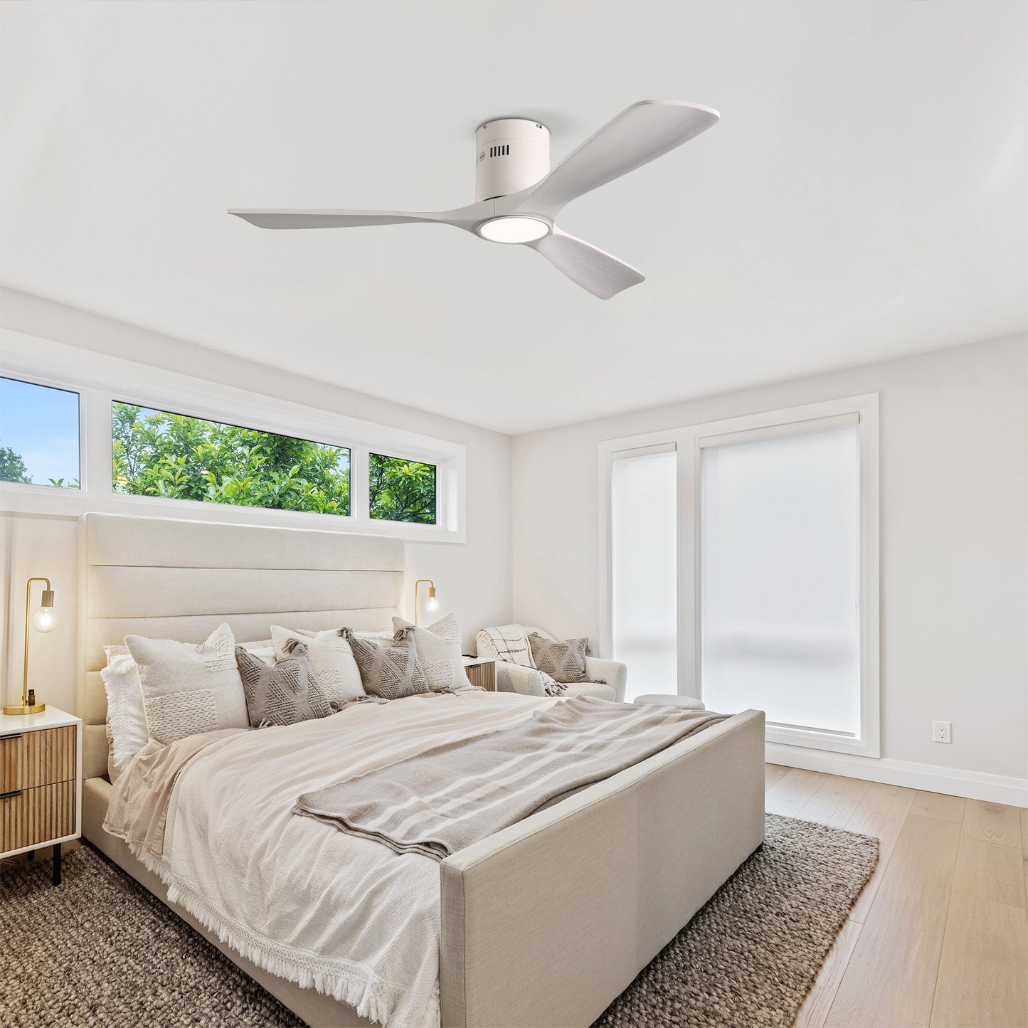 52 Inch Mounting Type Solid Wood Ceiling Fan With Light Kit