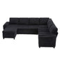 Convertible U-Shaped Sectional Sofa Bed With USB Ports And Storage