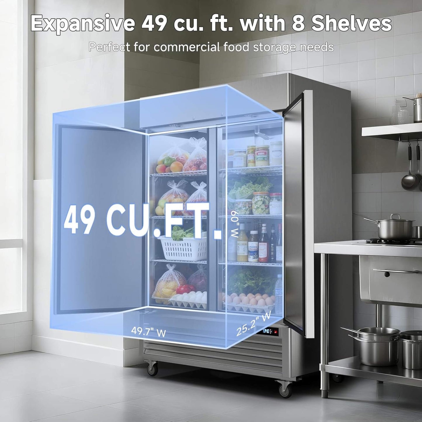 54-Inch Commercial 49 Cu.Ft 2-Door WiFi Refrigerator With Smart App Control (SAK10438)