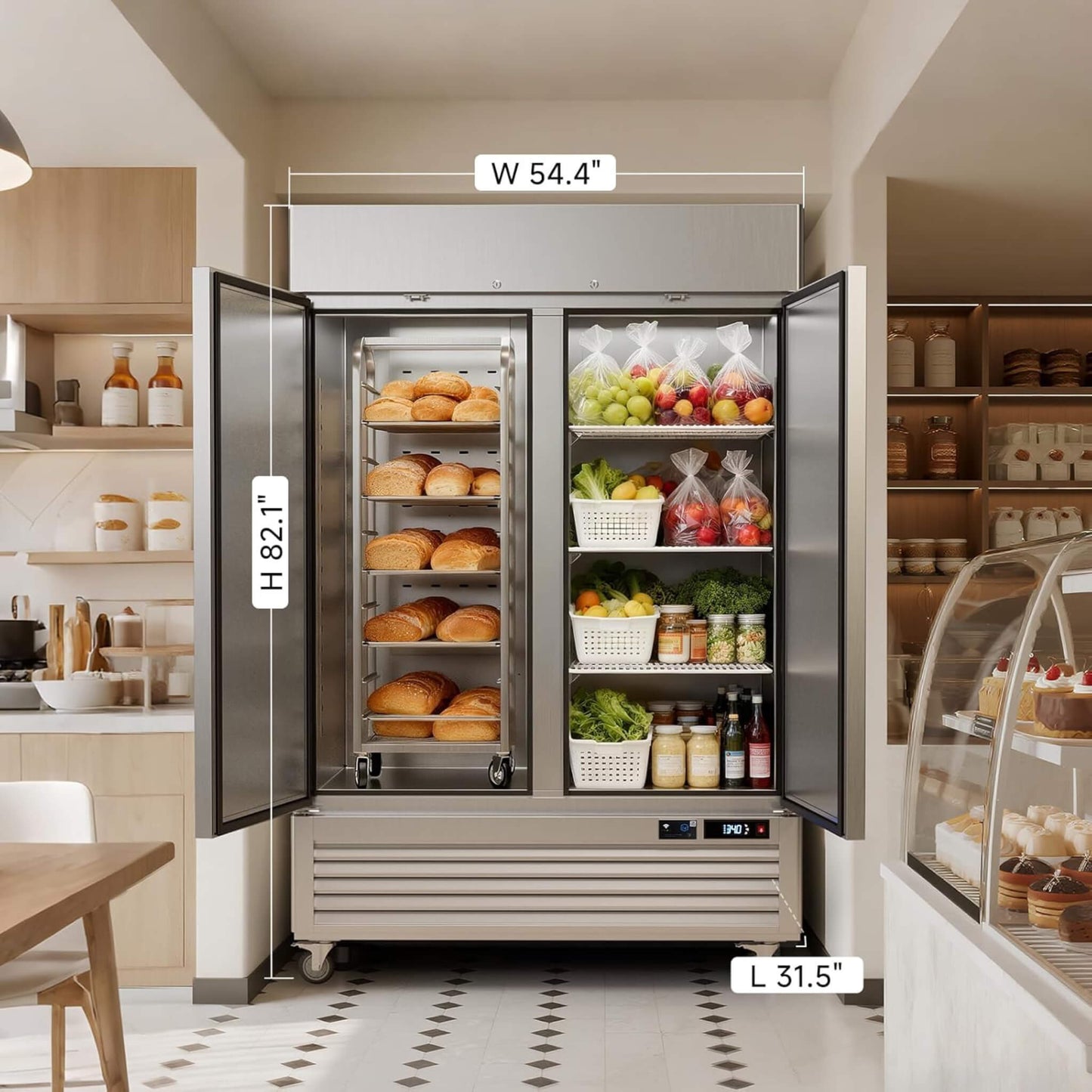 54-Inch Commercial 49 Cu.Ft 2-Door WiFi Refrigerator With Smart App Control (SAK10438)