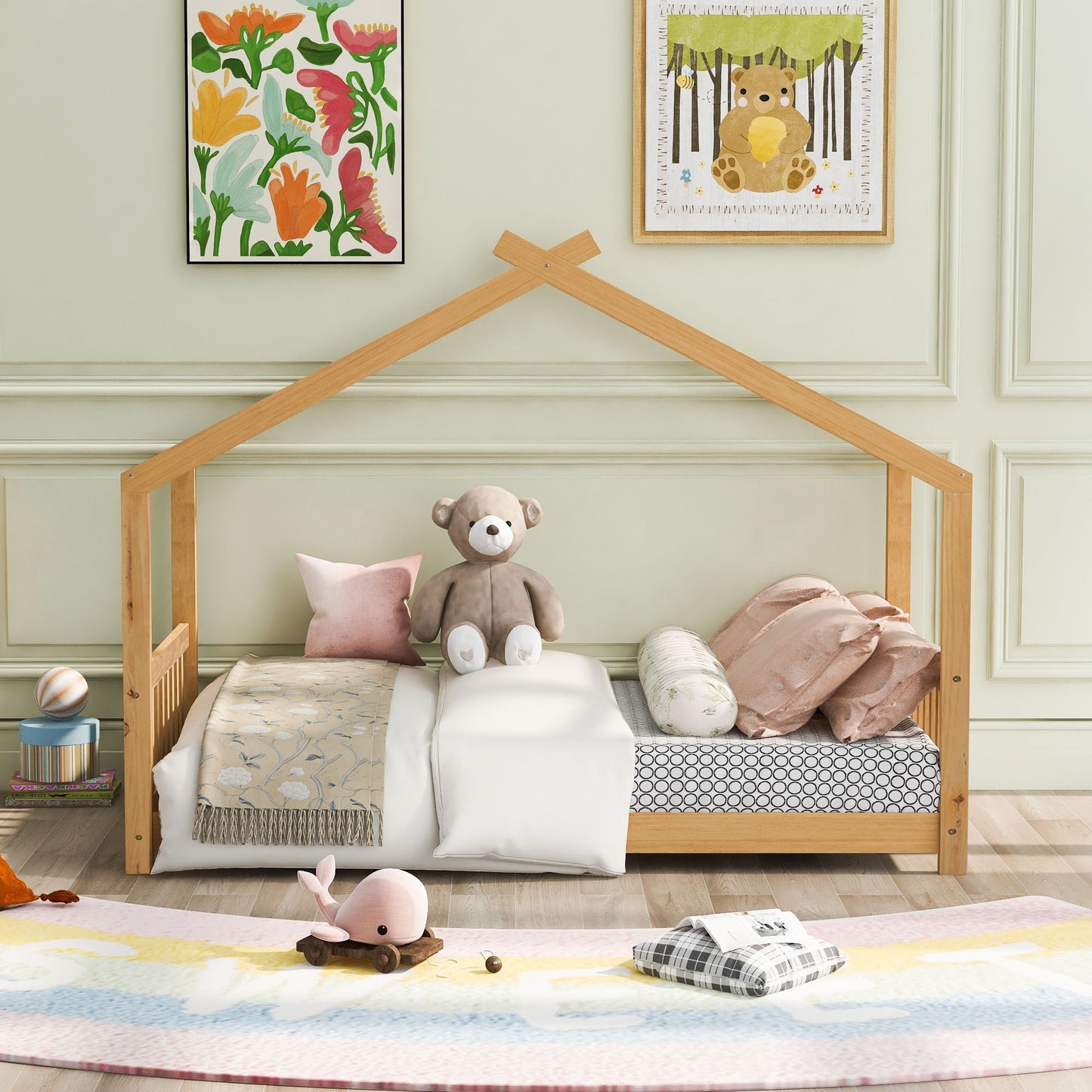 House Platform Bed With Headboard And Footboard, Roof Design