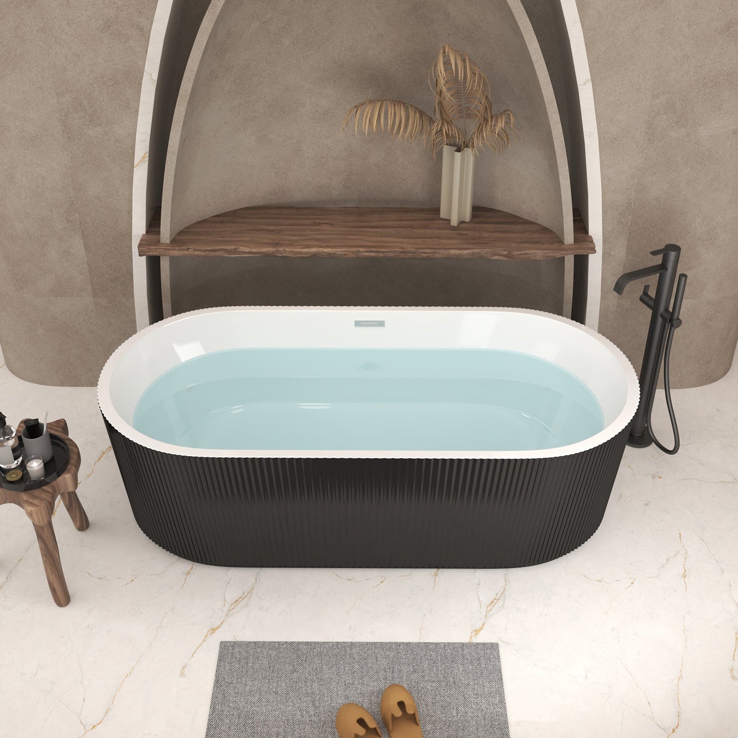 59" Linear Acrylic Freestanding Soaker Bathtub