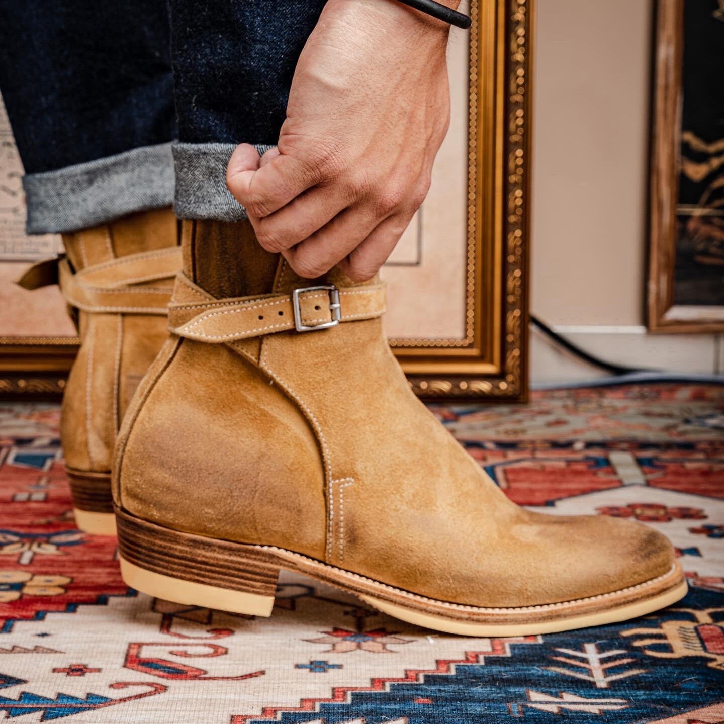 American-style Vintage Pointed-toe  Boots Mens Suede Boots