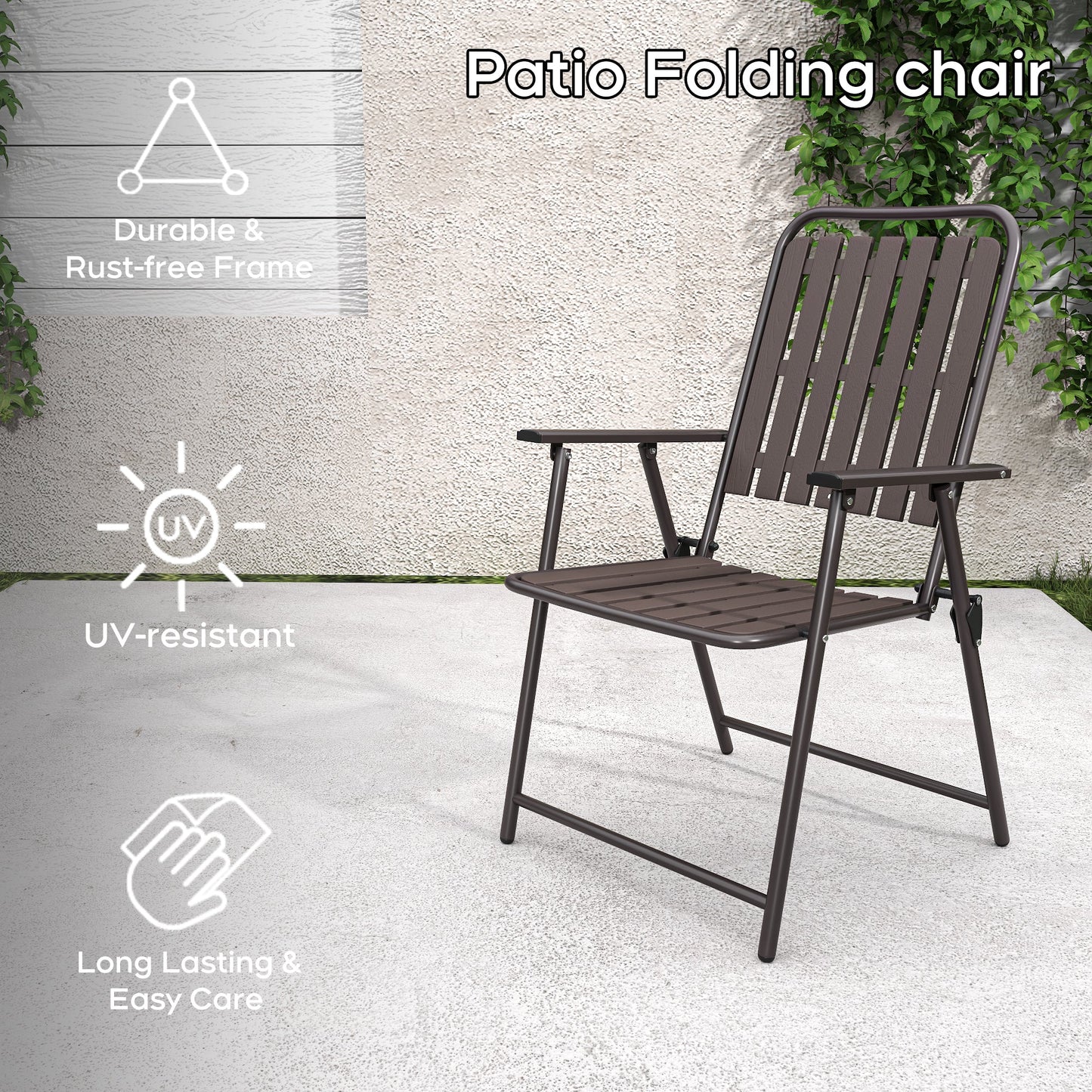 Brown 2-Piece Folding Chair, No Assembly Required