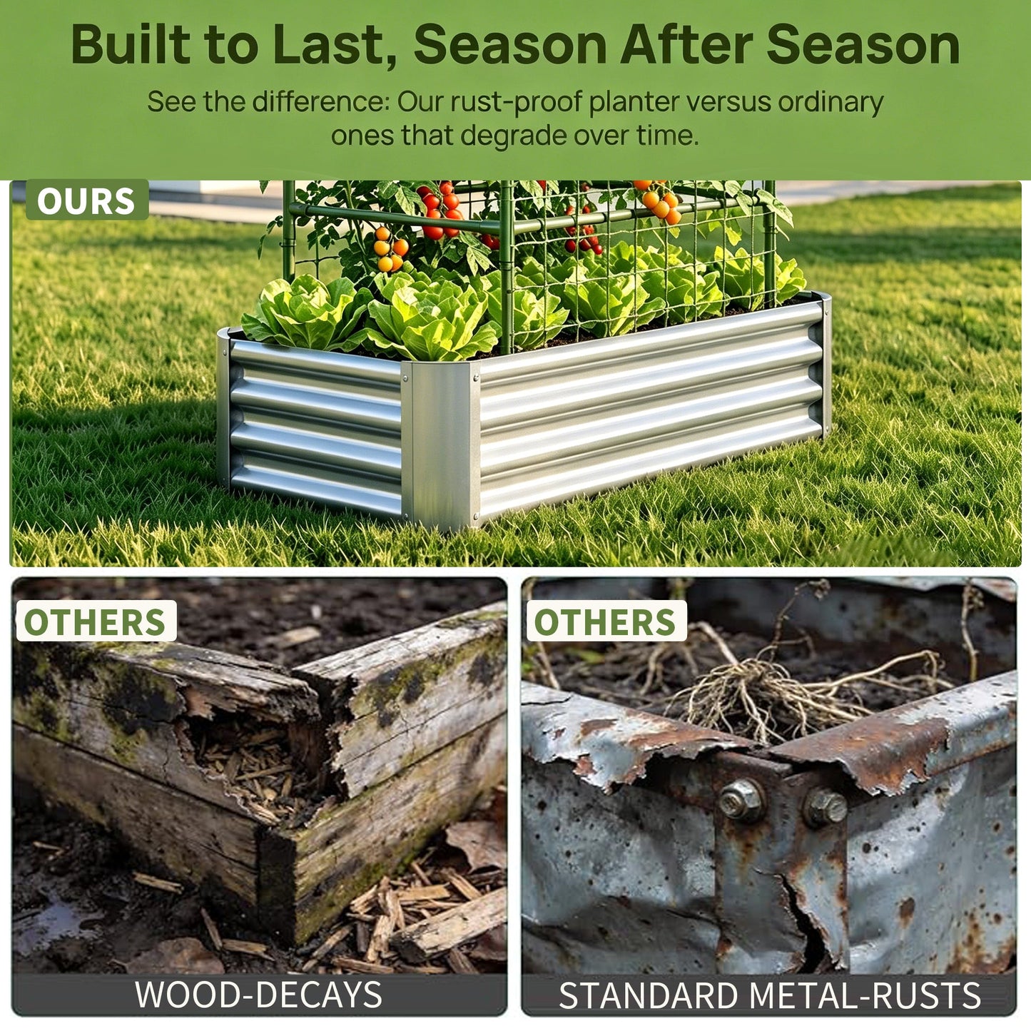 2-in-1 Raised Garden Bed with Trellis