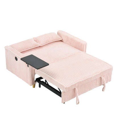 Pull Out Sofa With Movable Tabletop And USB Ports