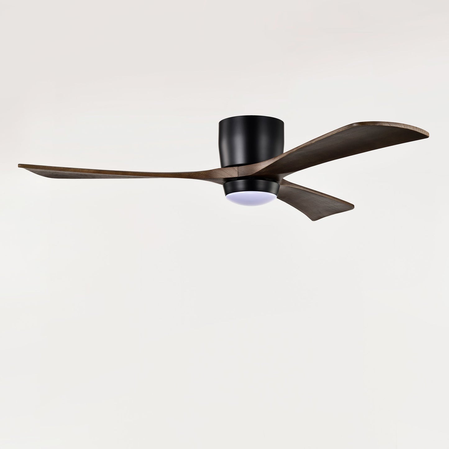 52" Flush Mount Solid Wood Blades Ceiling Fan with Lights Remote Control