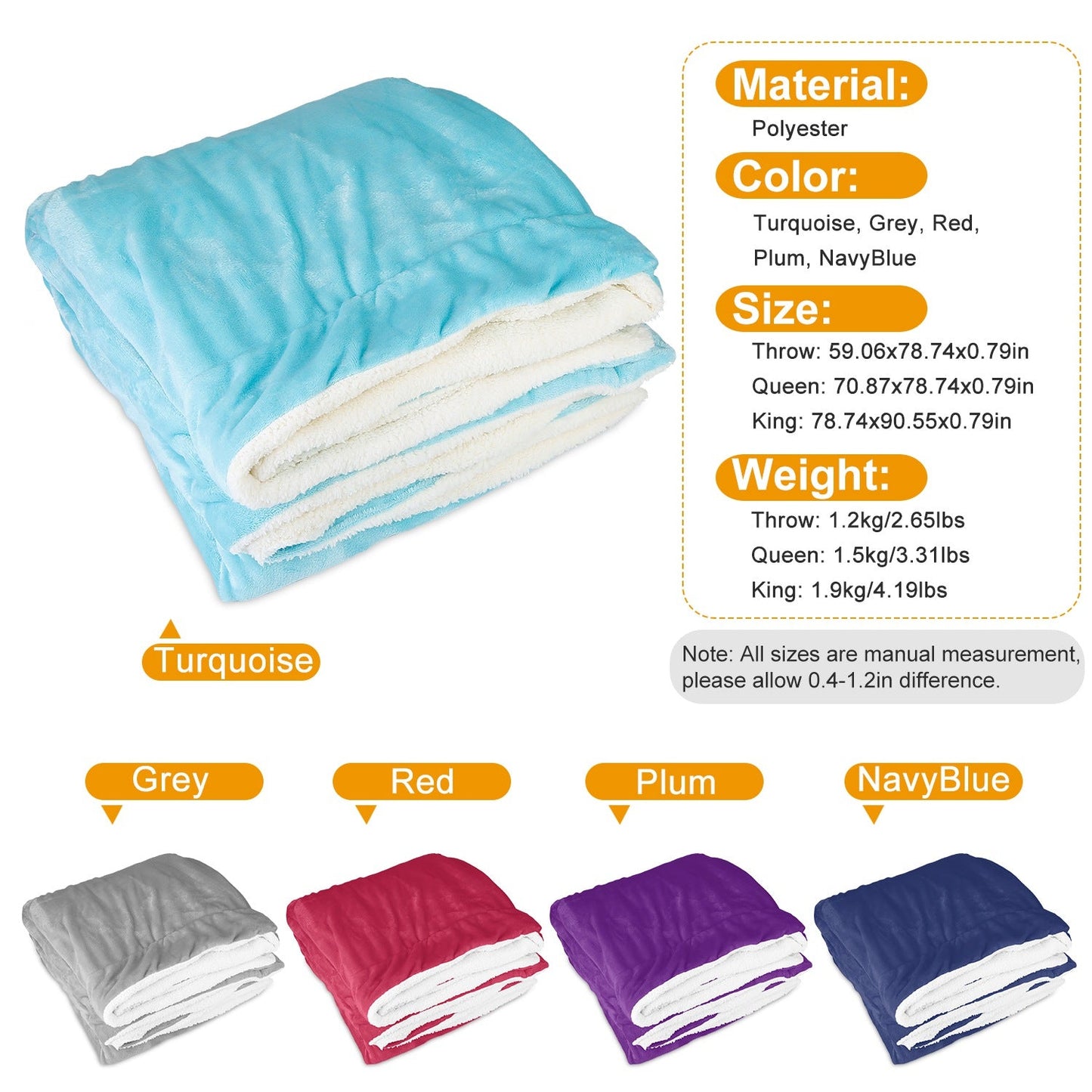 Fleece Throw Blanket - Double-Sided Soft Microfiber Polyester