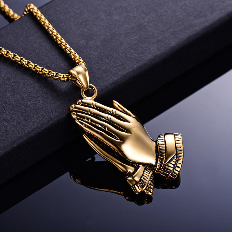 Men's Double-handed Titanium Steel Necklace Personalized Stainless Steel