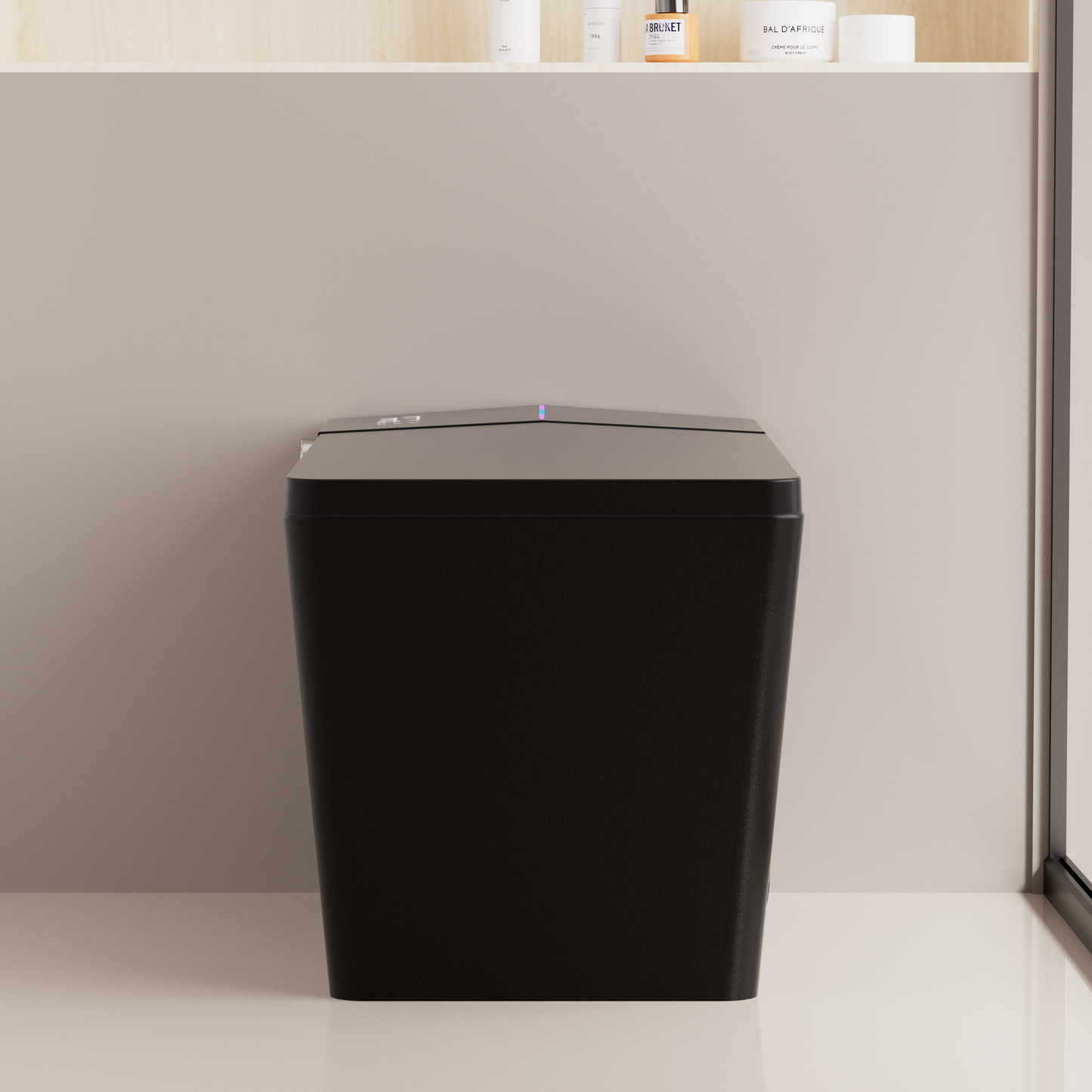 Black Square Smart Toilet with Built-In Tank and Remote Control