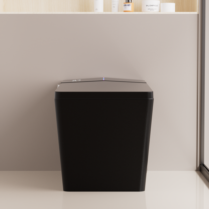 Black Square Smart Toilet with Built-In Tank and Remote Control