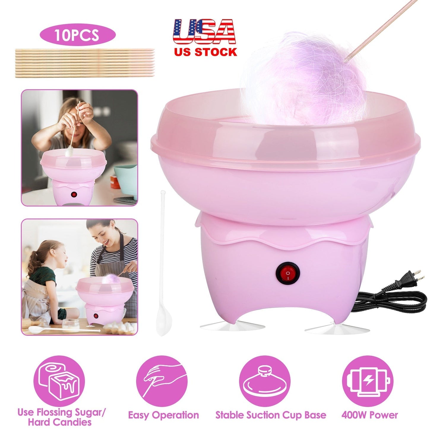 Cotton Candy Maker Portable Cotton Candy Machine Electric Cotton Candy Express_x000B__x000B_for Kids Christmas Gift Birthday