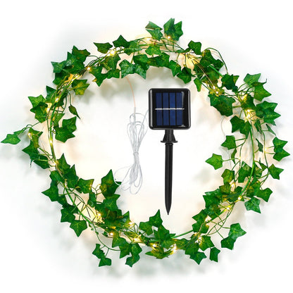 Artificial Ivy Solar Powered String Lights 180Pcs Leaves 50Pcs LED Beads Fake Leaf Fairy Lamps IP65 Waterproof DIY Decorative Night Light For Wedding