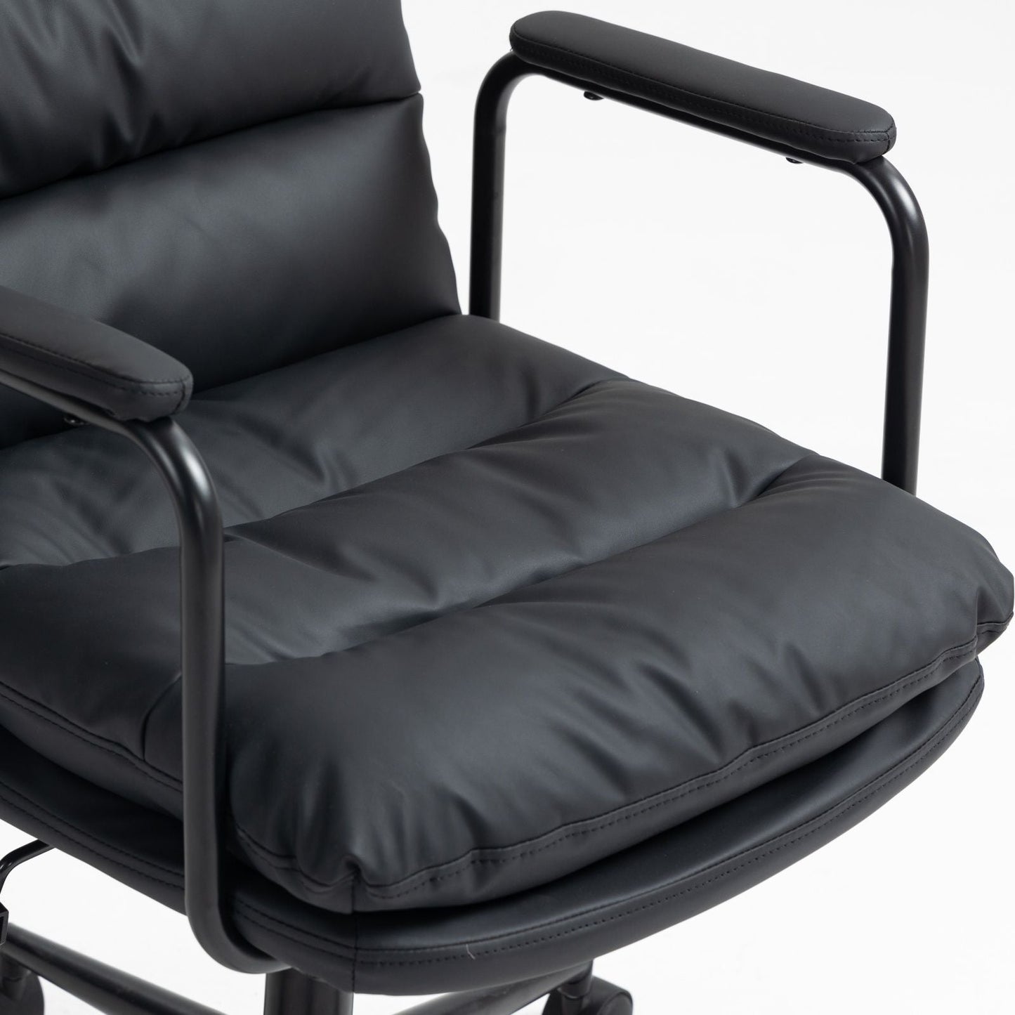Office Chair, Mid Back Home Office Desk Task Chair With Wheels And Arms Ergonomic Computer Rolling Swivel Chair With Padded Armrest