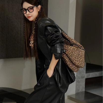 Women's Trendy Leopard Flannel Hobo Crossbody Bag – Large Capacity Shoulder Bag, Casual Versatile Bag for Everyday Use