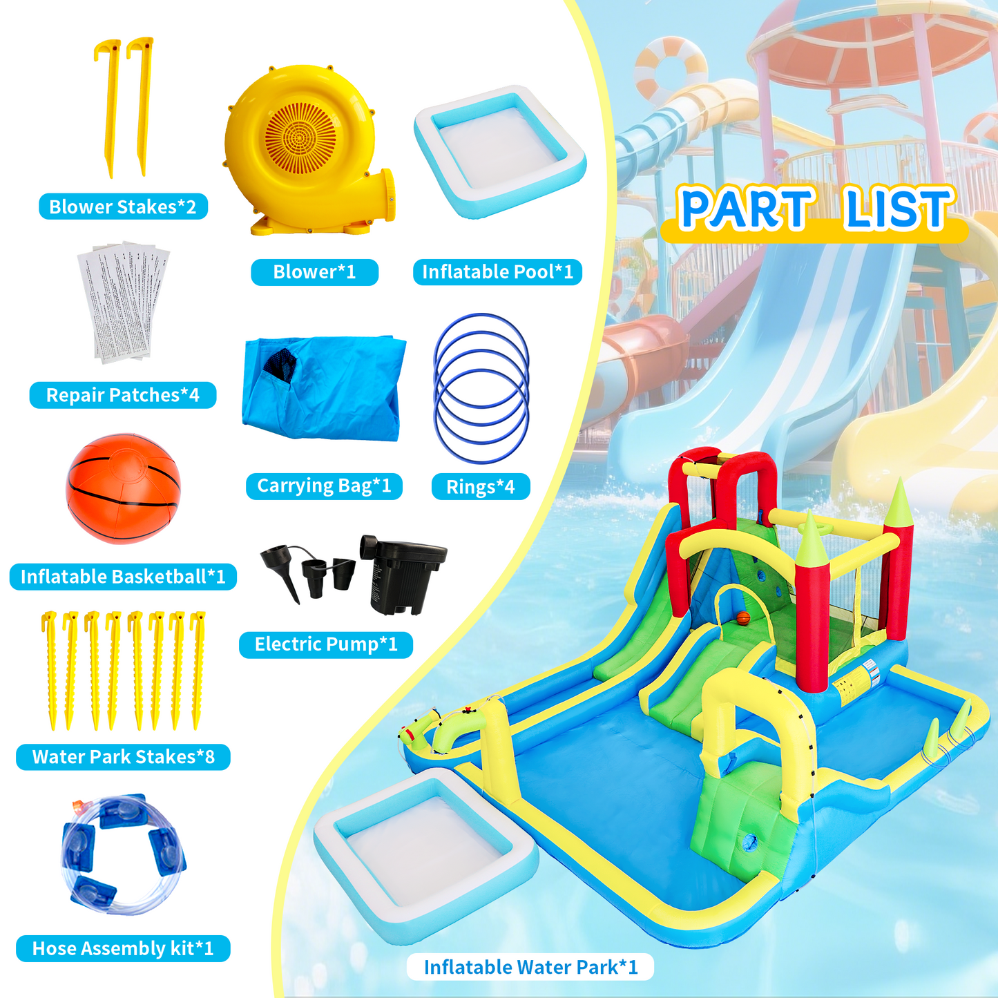 11-in-1 Inflatable Slide Water Park for Kids