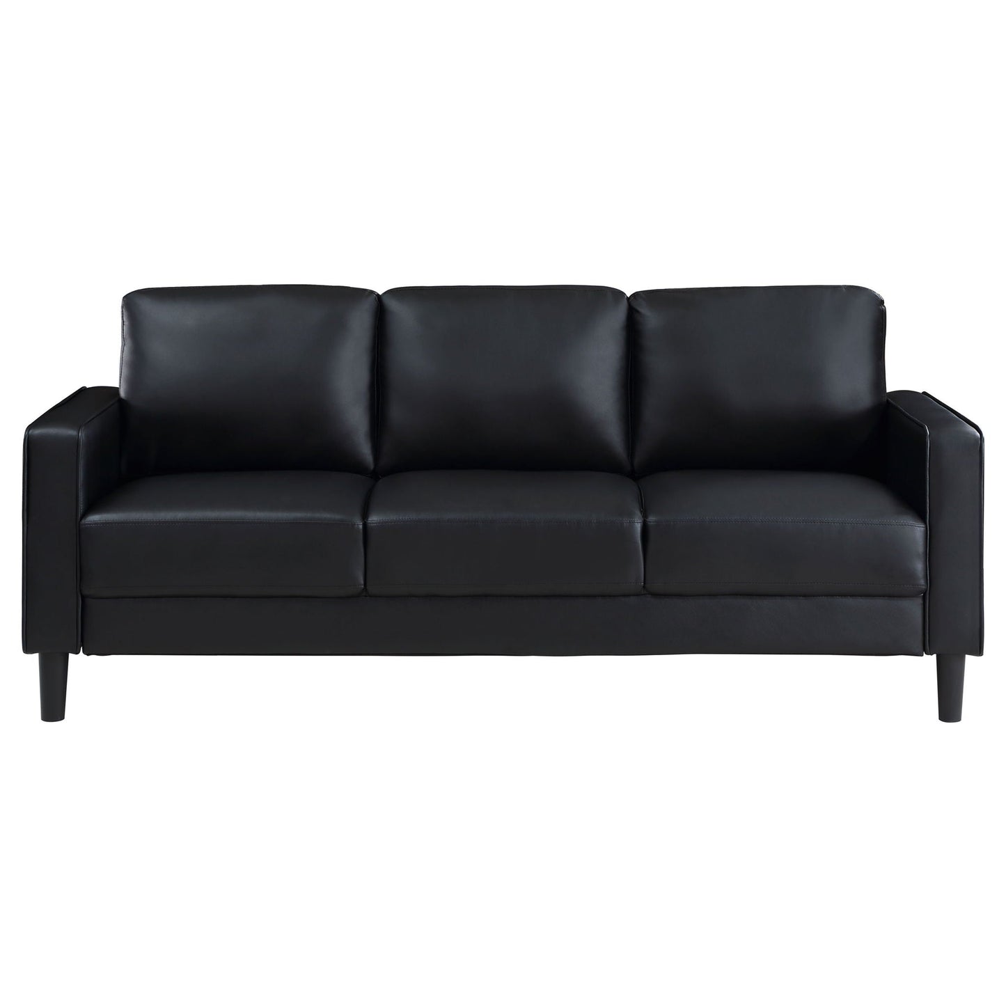 Weld 3 Piece Upholstered Track Arm Sofa Set - Black