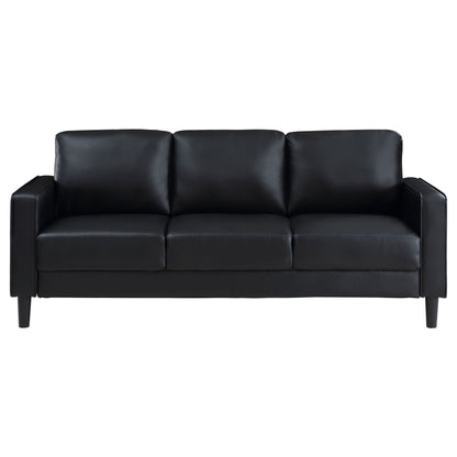 Weld 3 Piece Upholstered Track Arm Sofa Set - Black